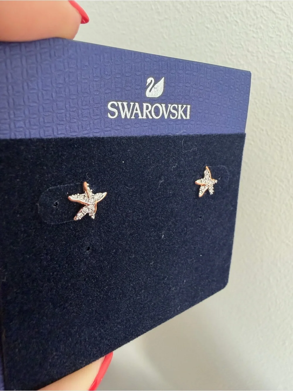 Swarovski Gold Starfish Crystal Stud Earrings - Clear Crystals